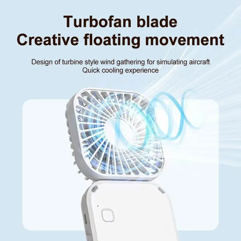 Mini Handheld Fan Mute Foldable Fan Multi-functional Turbine Fan USB Rechargeable Portable Hanging Neck Fan Mini Table Fan
