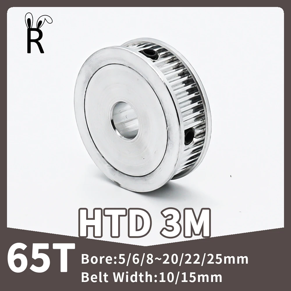 

65Teeth HTD 3M Synchronous Wheels Bore 5/6/8~20/22/25mm 3M Gear Belt Pulley Width 10/15mm HTD3M Timing Pulley 65T Pulley Wheels