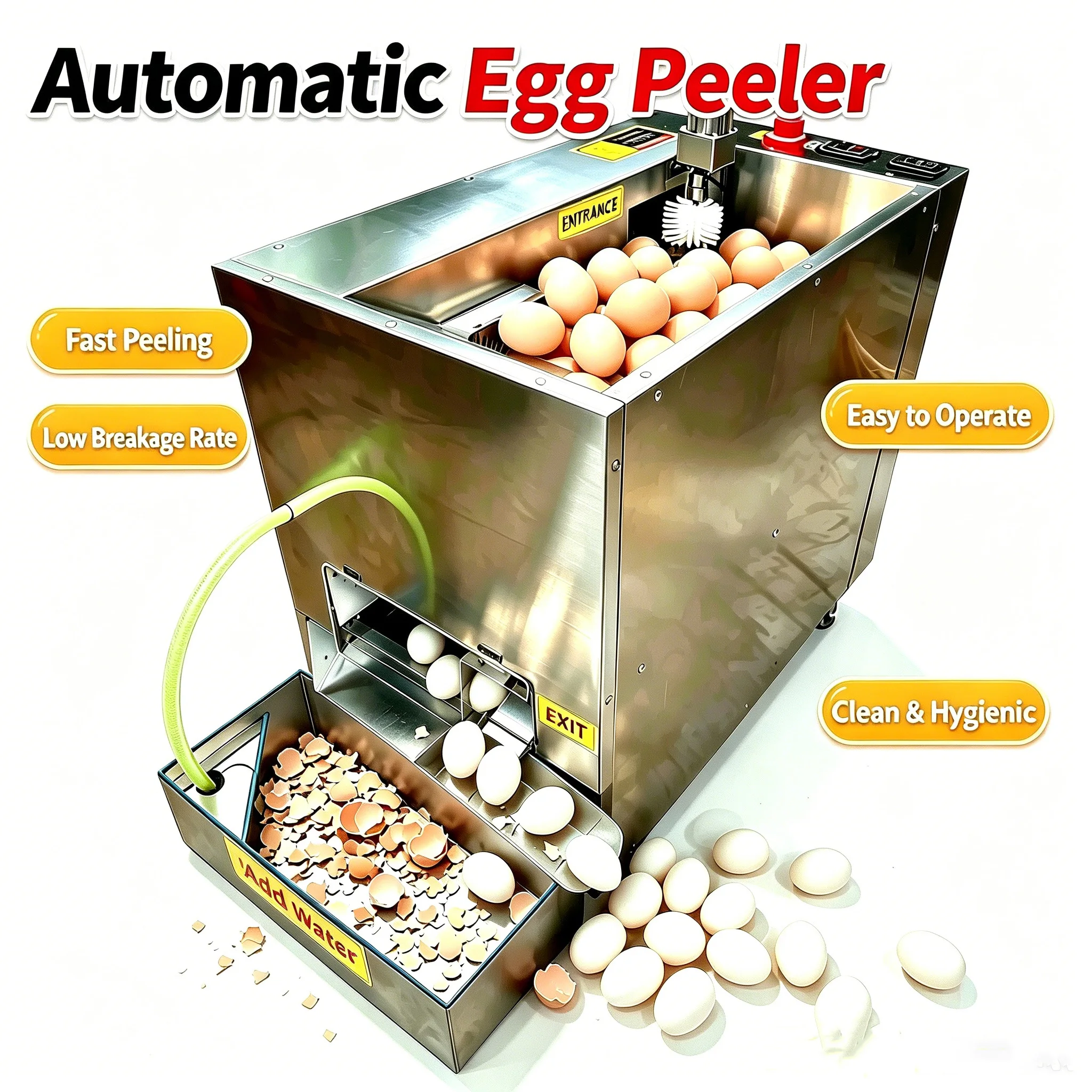 Stainless Steel Boiled Egg Shell Peeling Remover Machine 4500 PCS Per Hour Cooked Egg Shelling Machine HJ-QK06
