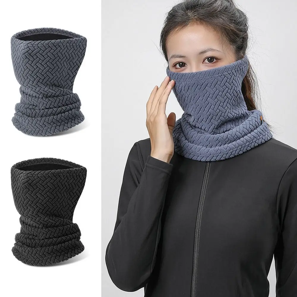 Jacquard Velvet Thermal Cycling Mask Stretch Elasticity Riding Neckerchief Coldproof Winter Warm Ring Scarf For Women Man