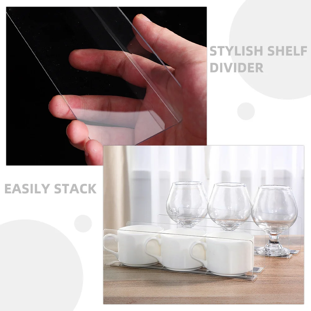 

20pcs Shelf Dividers Clear L-Shaped Pvc Cabinet Divider For Organizing Drinks Snacks Home Store Library Retail Shelving