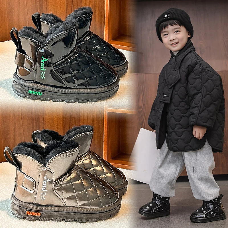 

Новинка 2023 года, зимние детские бархатные теплые зимние ботинки на толстой подошве для мальчиков, детские кожаные противоскользящие короткие ботинки для малышей