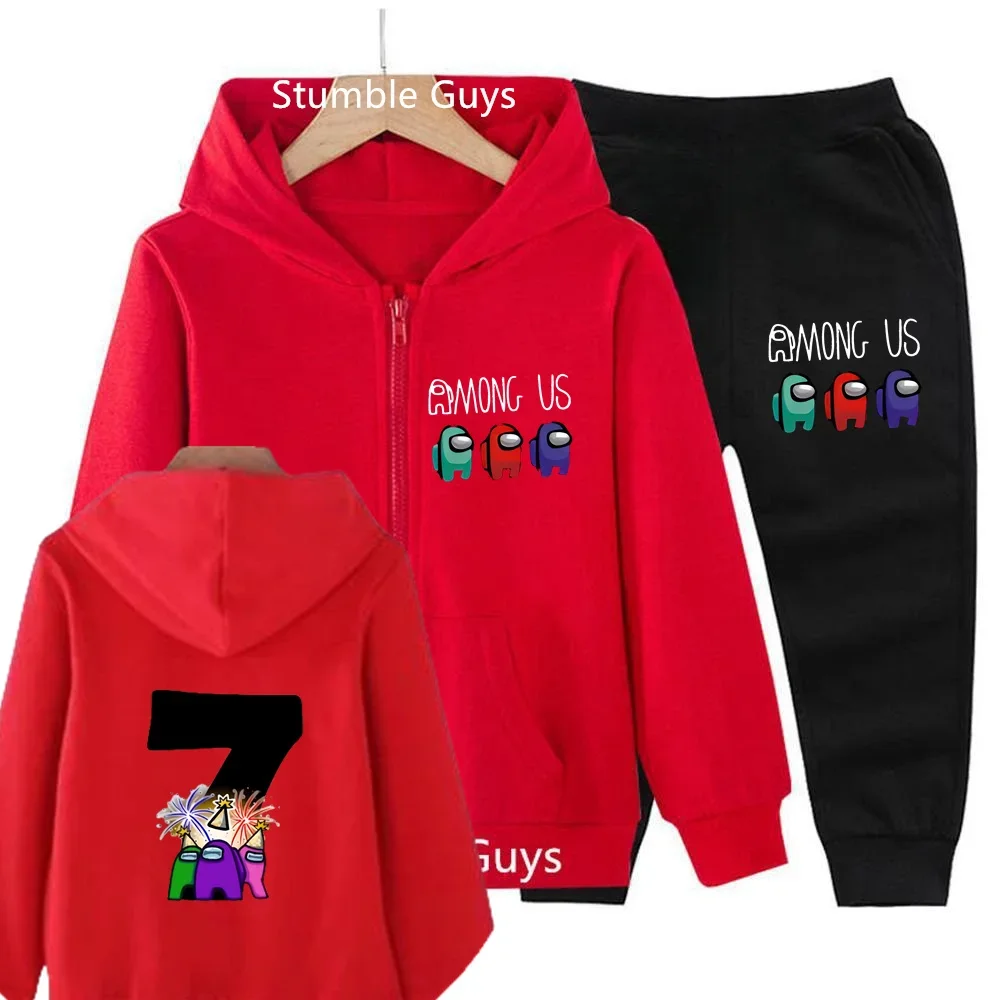 Spring Autumn Impostor 2-13t Zipper Hoodie Set Kids Clothes Girls Anime One Piece Sweatshirt Boys Tops Teen Sonic