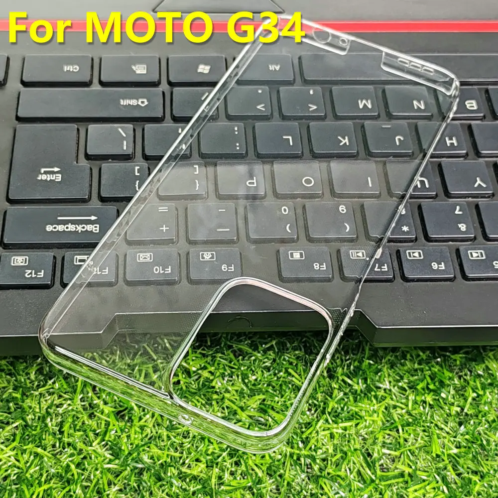 Per Motorola G32 G34 G52 G54 G62 G82 G84 custodia Crystal Hard PC Full Cover Clear Camera Protect Back Shell