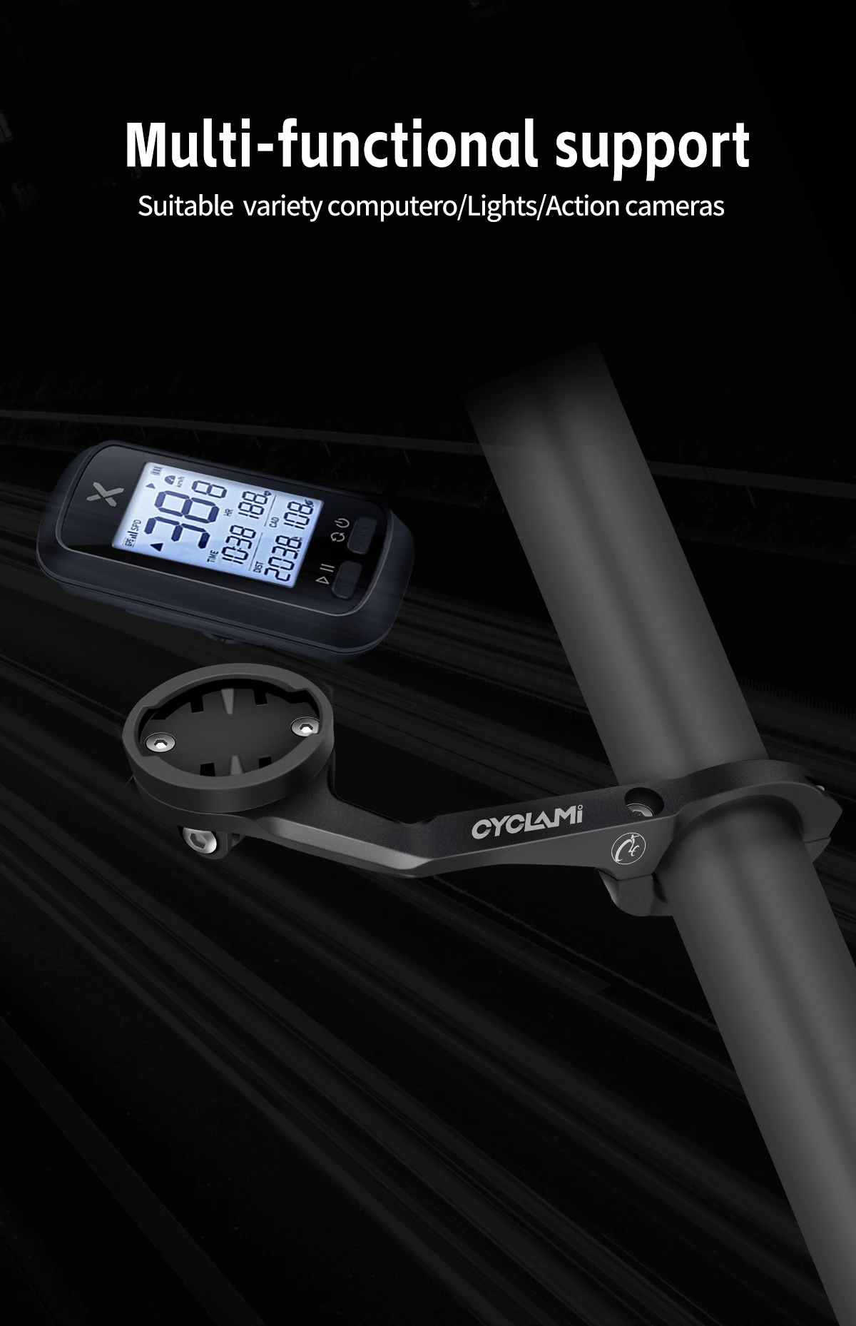 Scheinwerferhalterung aus Aluminiumlegierung, doppelseitige Montage, GPS-Fahrradcomputerhalterung, CYCLAMI S5 für GARMIN XOSS IGPSPORT MTB, Rennrad – Detail 2