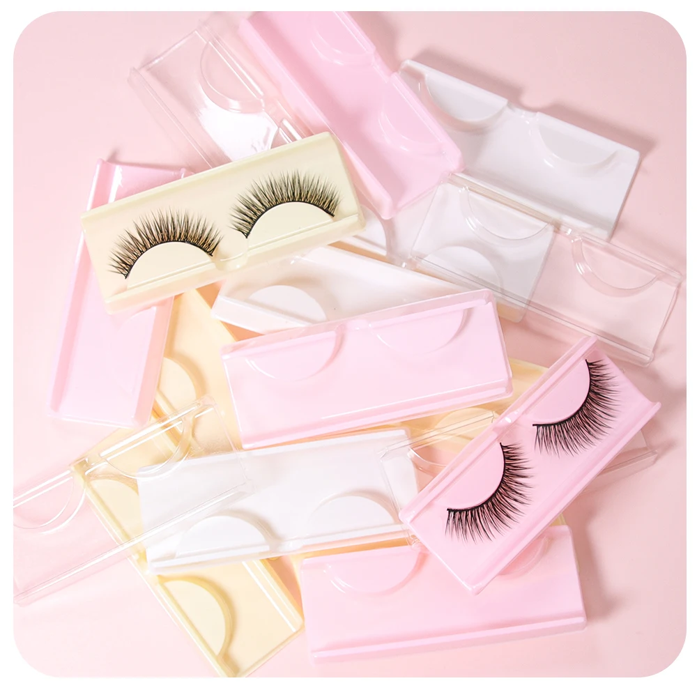 ANNAFRIS 50pcs Eyelashes Packaging Box False Lash Plastic Tray Holder Empty Storage Cover Mink Eyelash Display Box