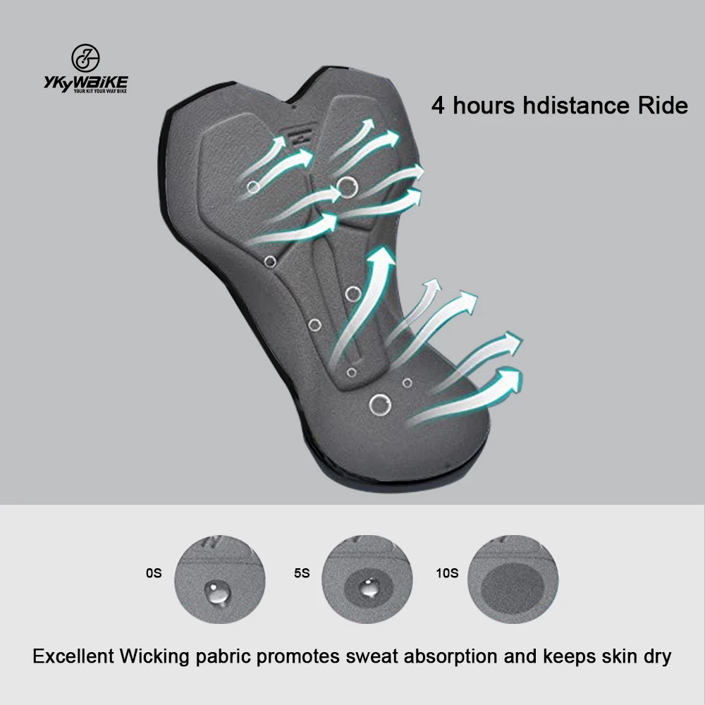 Ykywbike-pantalones cortos de ciclismo para hombre, ropa interior de alta elasticidad, almohadilla de esponja, a prueba de golpes, para bicicleta de