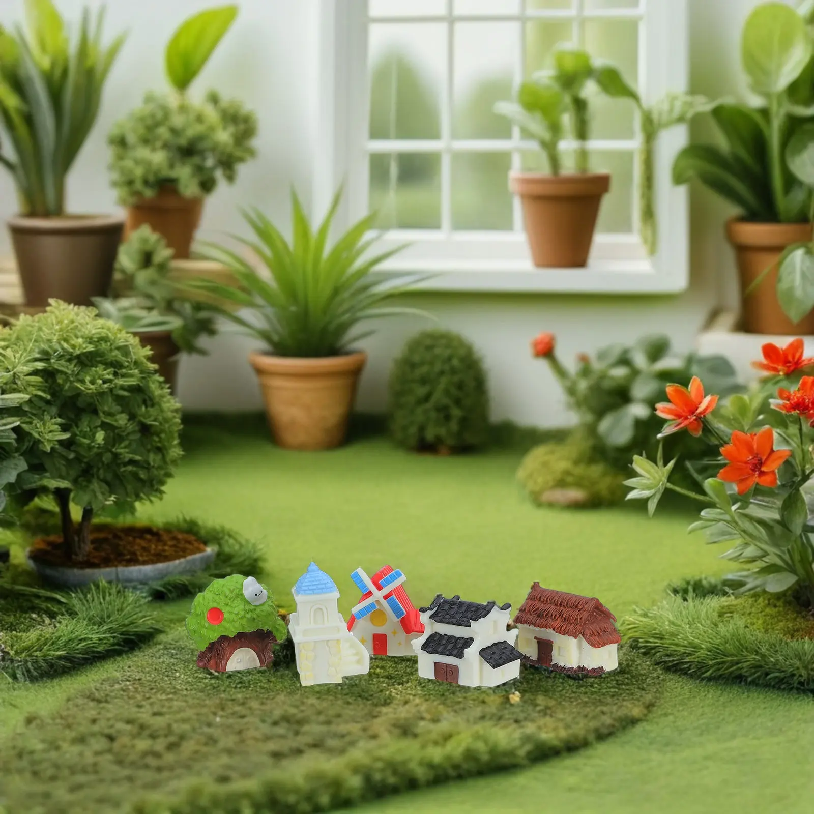 

5 шт. миниатюрных домиков для микроландшафта, украшения для сказочного сада, террариума, кашпо, деревенских домиков, винтажные, маленькие