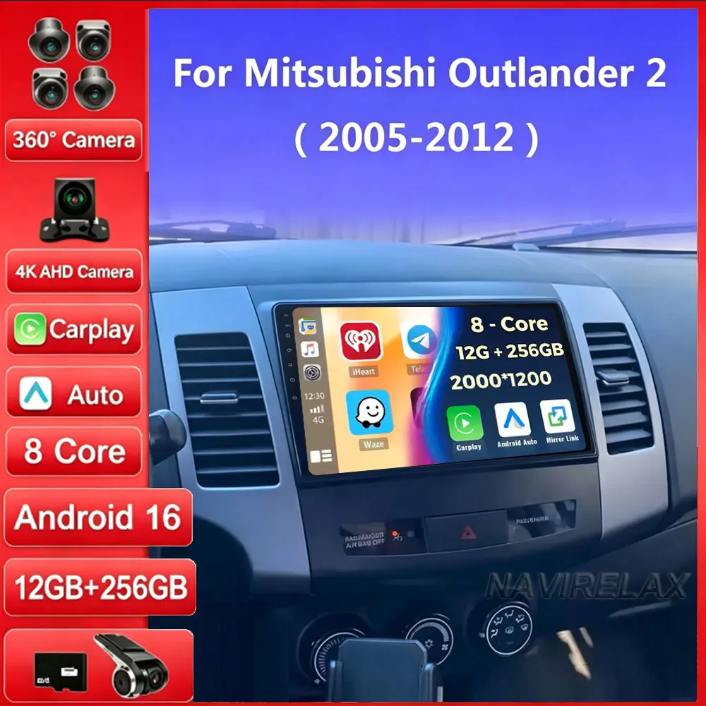 Android 16 Für Mitsubishi Outlander XL 2 2005-2012 Für Citroen C-Crosser Für Peugeot 4007 2007-2013 Autoradio Multimedia-Player