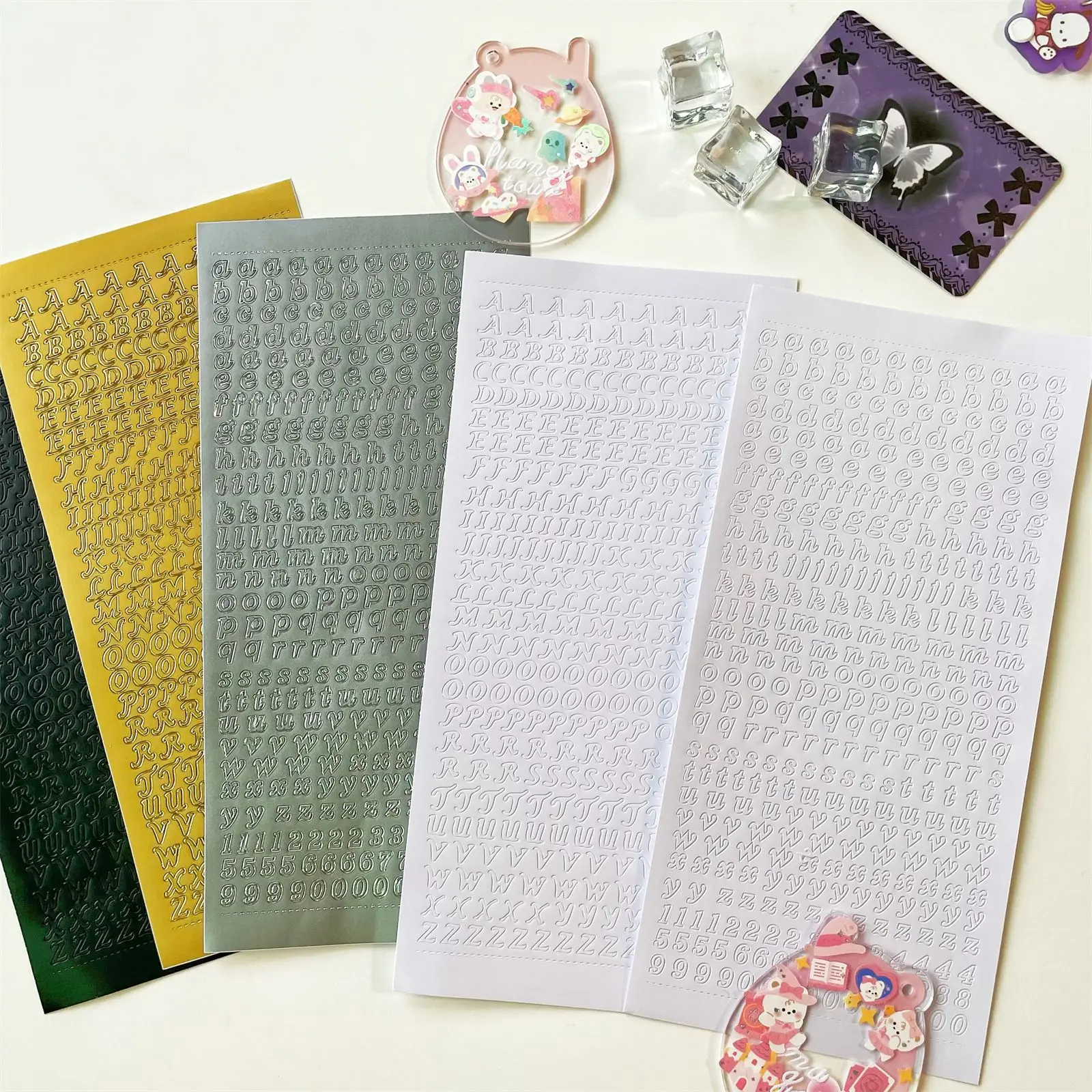 

2/4Pcs Golden Silver Letter Number Stickers Bronzing Alphabet Scrapbooking Decorative Stickers DIY Diary Laptop Phone