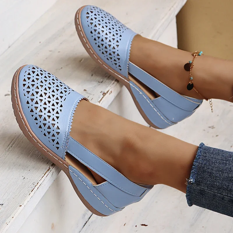 

Women's Summer Flat Round Toe Sandals 2023 New Retro Button Sandals Comfy Comfortable Shoes for Women