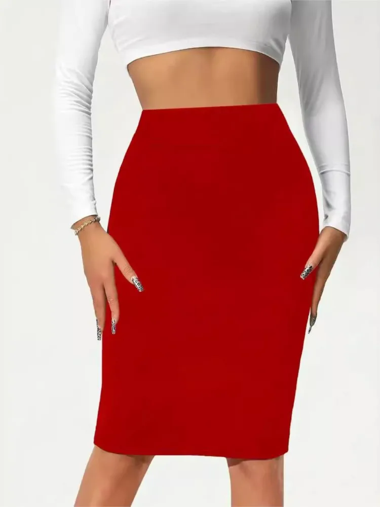 

New Solid Color High-waisted Tight Package Hip Skirt Spring Summer Casual Skirt Women's Clothing Office Lady Elegant Midi Skirts