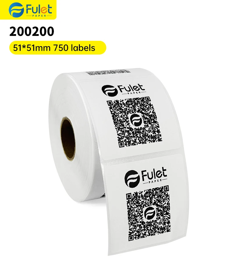 Custom square Labels 51 X 51mm Thermal Paper Labels 2x2 Inch 750 labels per roll Permanent Adhesive 25mm Core