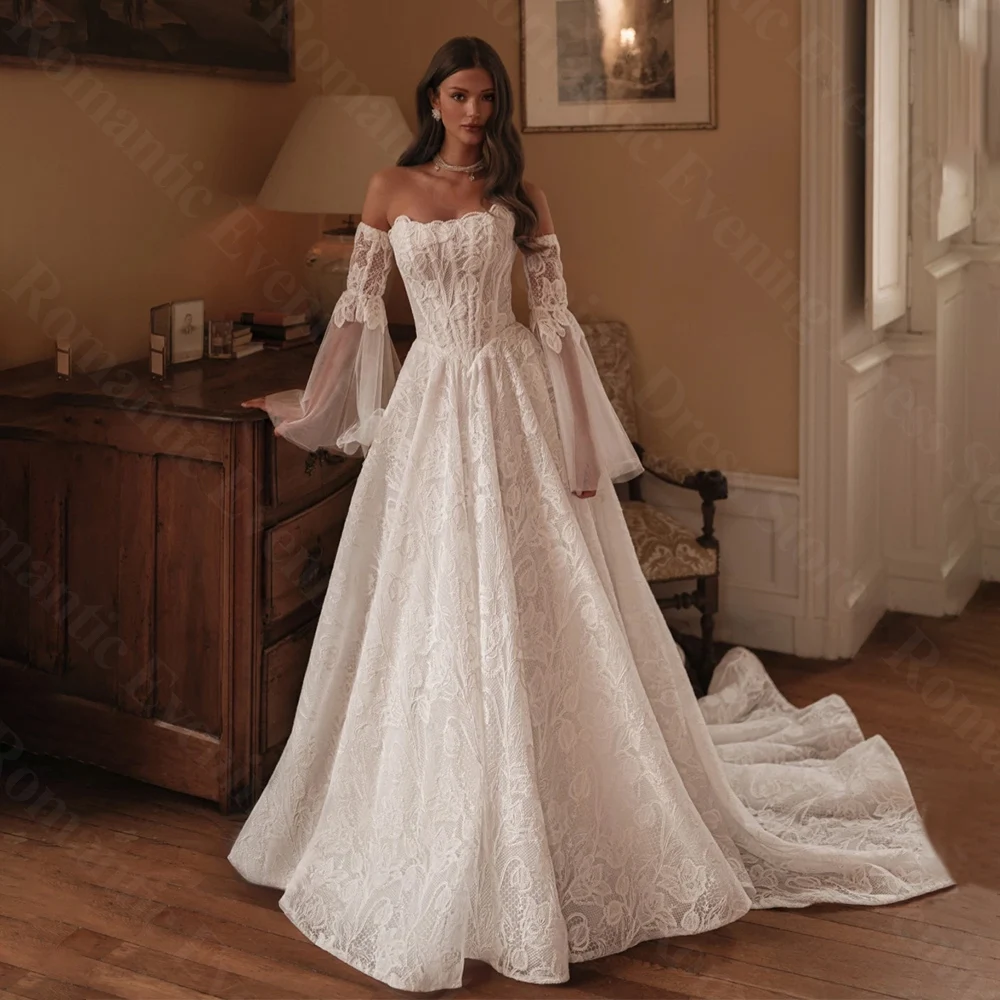 

Romantic Customized Elegant Long Ivory Wedding Dresses Sweetheart Floor-Length Brides Dress Women Vestidos De Novias Gowns 2025
