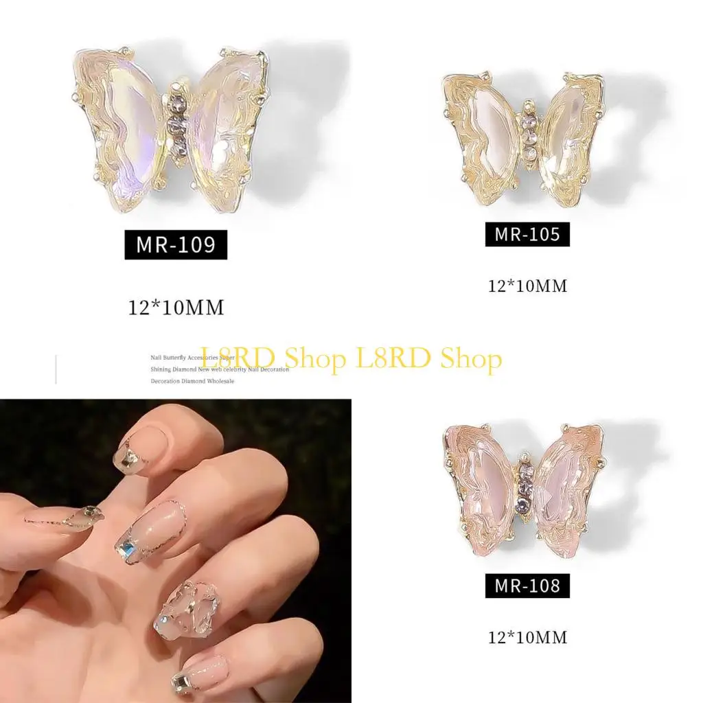 

L8RD 12 Colors for Rhinestone for Butterfly Glass Crystal for Nail Decoratio