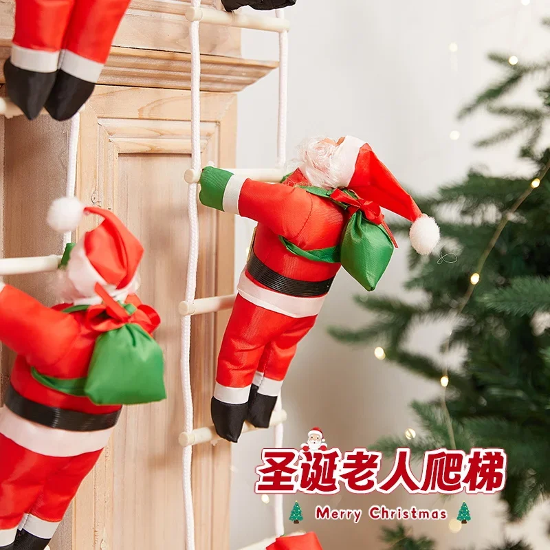 Santa Claus Climbing Rope Window Toys Christmas Decorations Tnick knacks  Pendants Creative Gifts for Kids