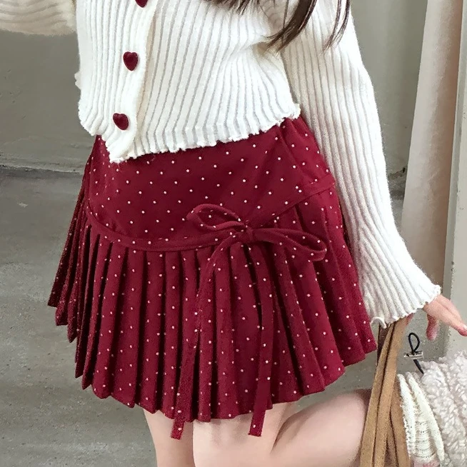 

Юбка 2023, осенне-зимняя новая детская одежда, корейский стиль, детский бант, игривая плиссированная юбка с переплетом, повседневная, на каждый день