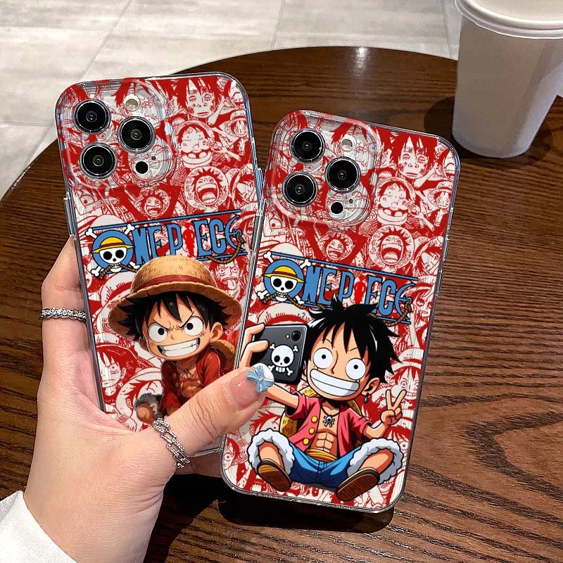 

One Piece Anime Luffy For Apple iPhone 17 16e 16 15 14 13 12 11 Pro Max Plus Mini TPU Soft Transparent Phone Case