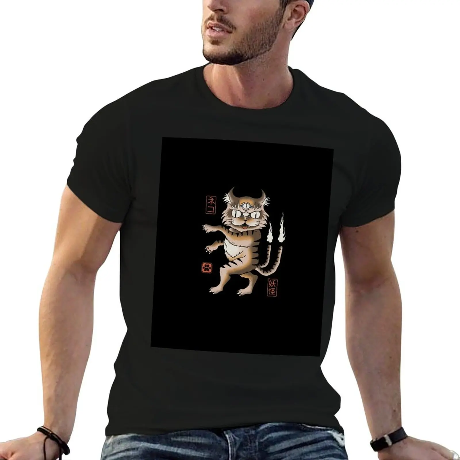 Yokai Cat T-Shirt Plus Size Gym Sports T-Shirt