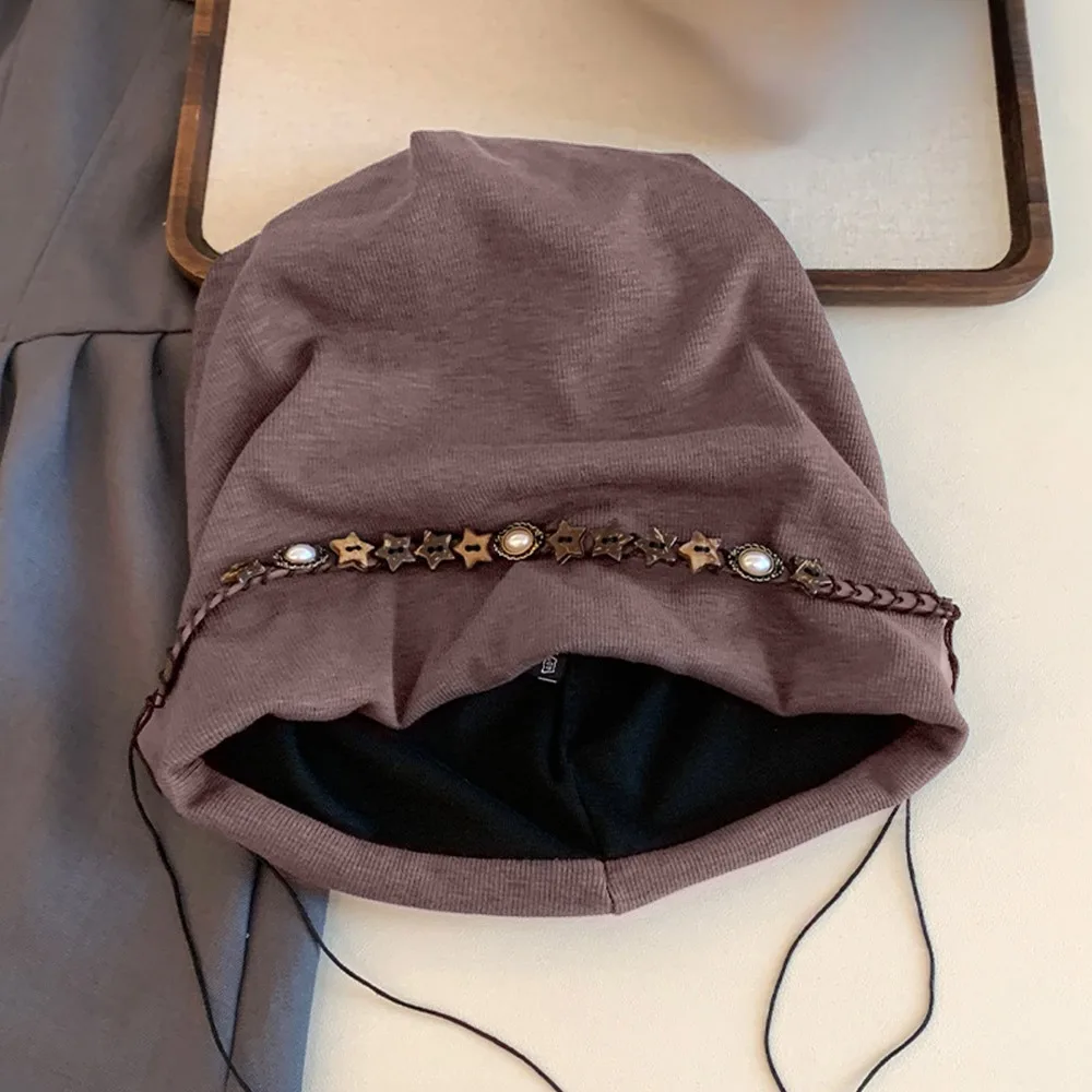 

New Y2K Baggy Cap Ethnic Style Star Fringed Boho Beanies Cap Polyester Casual Pullover Hat Women Men