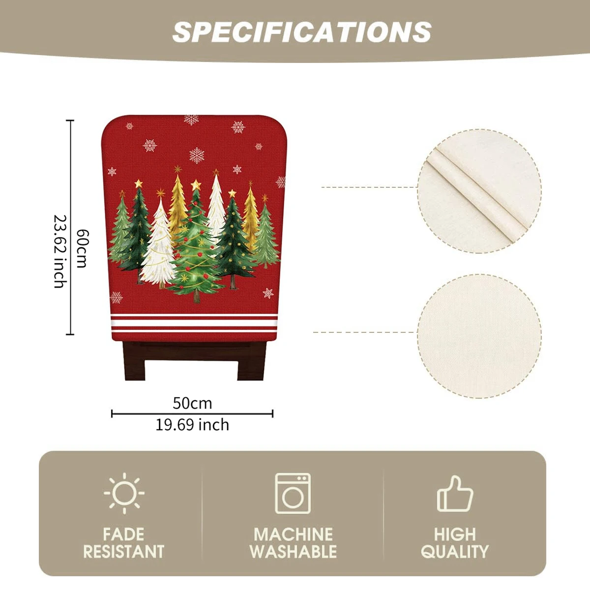 أغطية كراسي عيد الميلاد لغرفة الطعام، مجموعة من 6 قطع من زينة حفلات عيد الميلاد، غطاء قابل للغسل، غطاء مطبخ #2