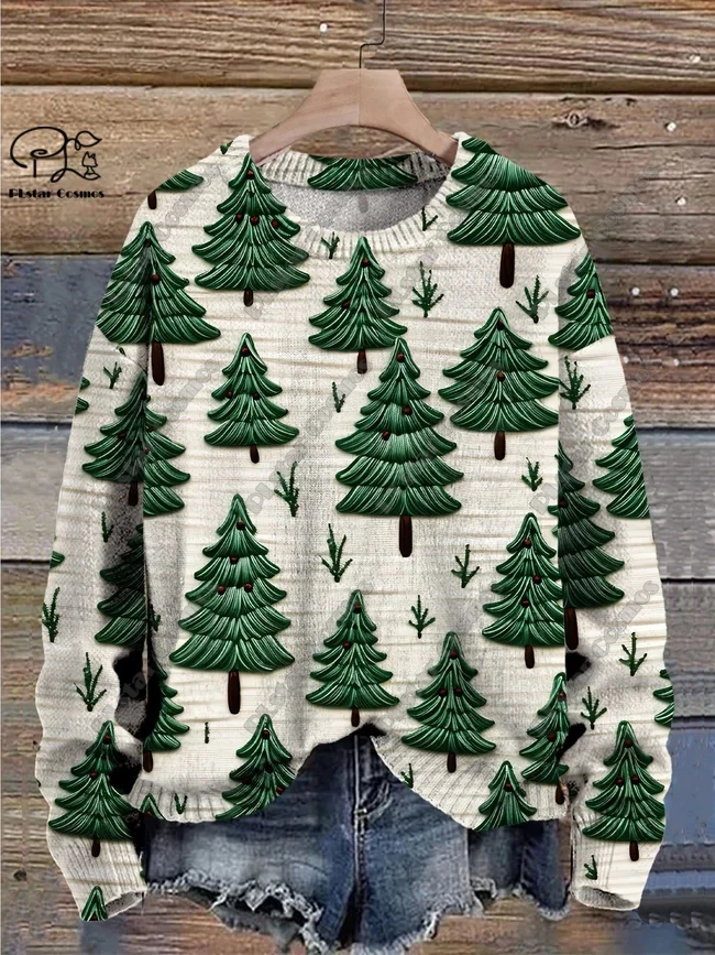 Nouveau 3D Imprimé Père Noël Flocon De Neige Arbre De Noël Elk Art Print Authentique en-ly Pull Hiver Casual Unisexe Pull S-6