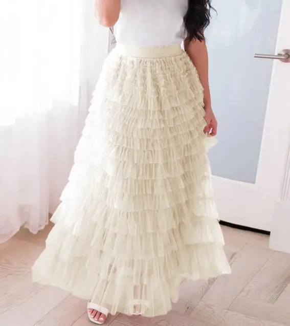 

2026 Summer New Casua Bottom Elegant Sexy Hot Fashion Mesh Cake Skirt for Women Female Clothing