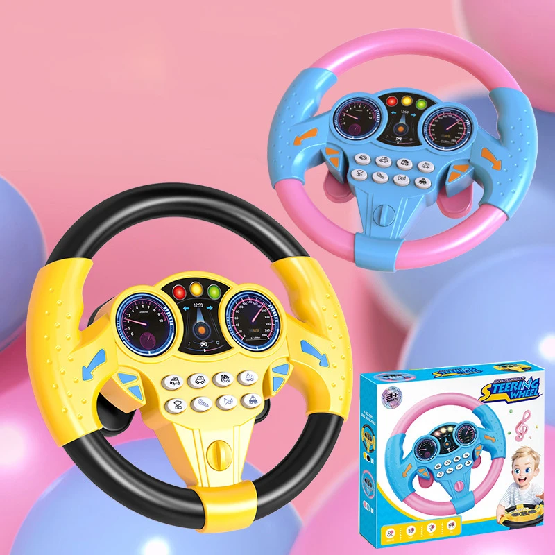 Infant Shining Simulation Steering Wheel Toys Children\'s Toy Kids Early Education Copilots Stroller Steering Wheel Vocal Toys