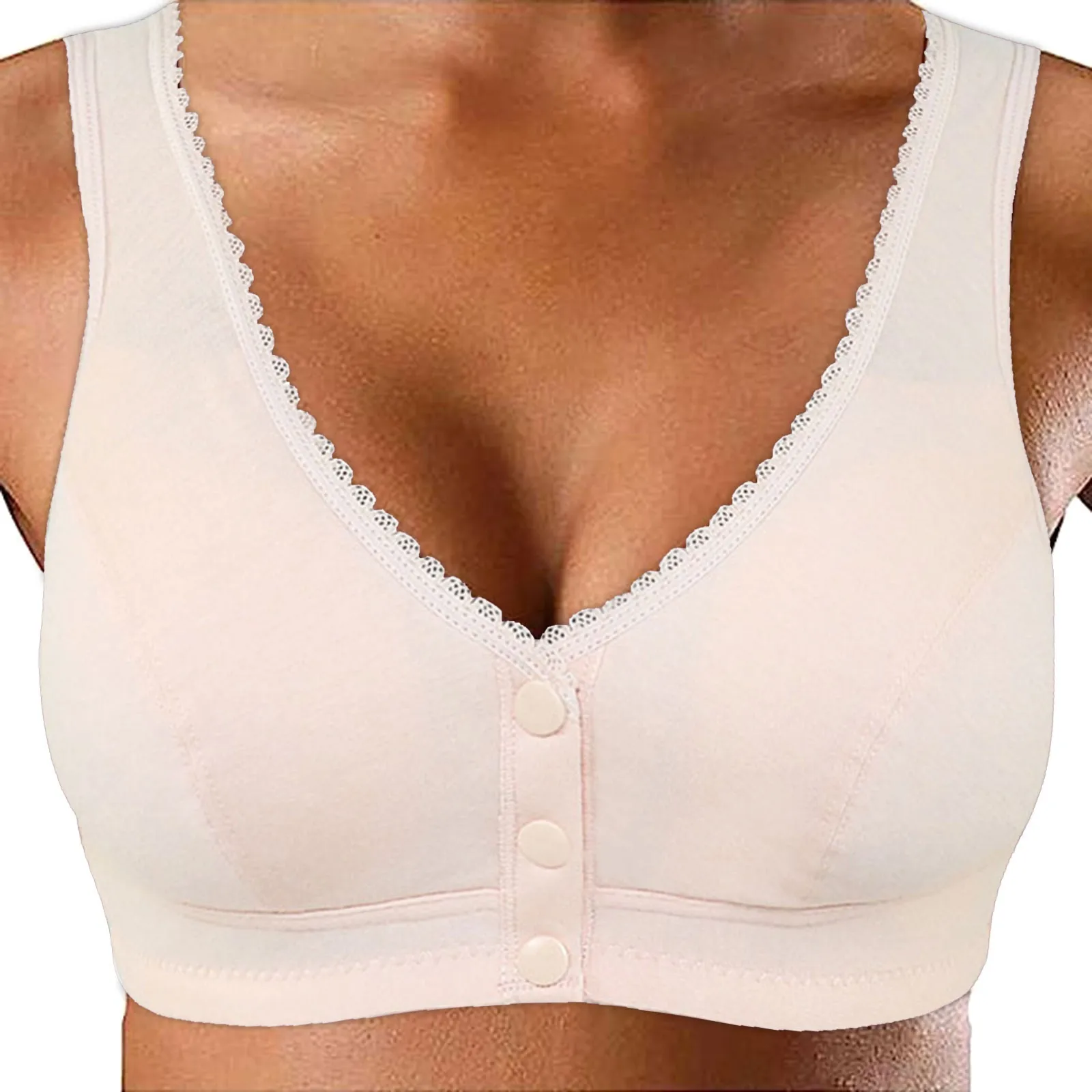 Comfortable Soft Cotton Front-Close Bralette  Large Size Middle Age Seamless Wireless Bra Shockproof Sports Support Fitness Vest