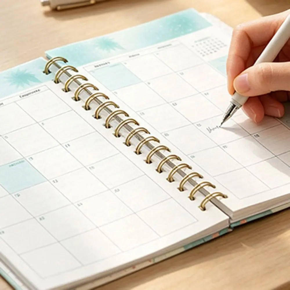 Portable Floral Pattern 2027 Schedule Book To Do List A5 Agenda Book Textured PU Planner Reminder Calendar Book Office Supplies