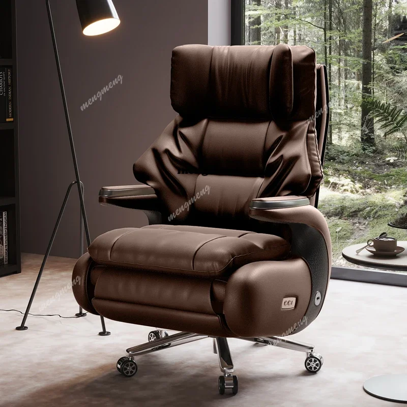 

Hot sales Leather reclining electric boss chair business office sedentary comfortable office chair ergonomic light luxury electr