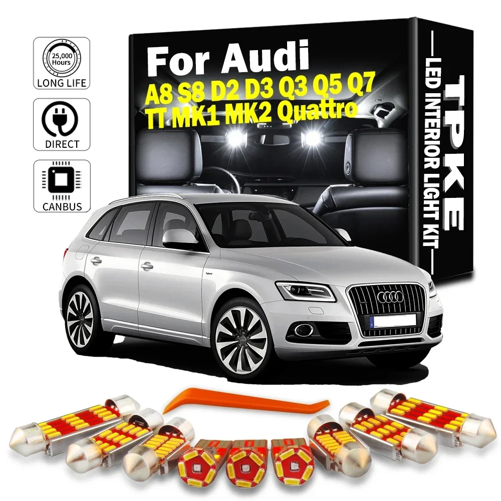 Canbus LED Interior Map Dome Trunk Indoor Bulb Plate Light Kit For Audi A8 S8 D2 D3 Q3 Q5 Q7 TT MK1 MK2 Quattro Car Accessories