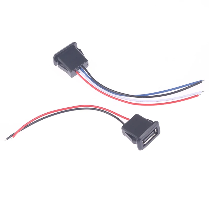 1 قطعة USB 2.0 أنثى مقبس الطاقة USB2.0 موصل منفذ الشحن مع كابل مقبس شاحن USB