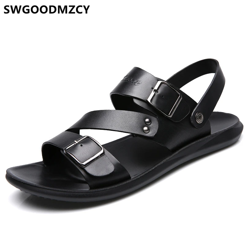 Man Sandals 2024 Summer Beach Sandals Leather Sandals Men Designer Shoes Men Open Shoes Men Zapatos De Hombre Erkek Ayakkabi