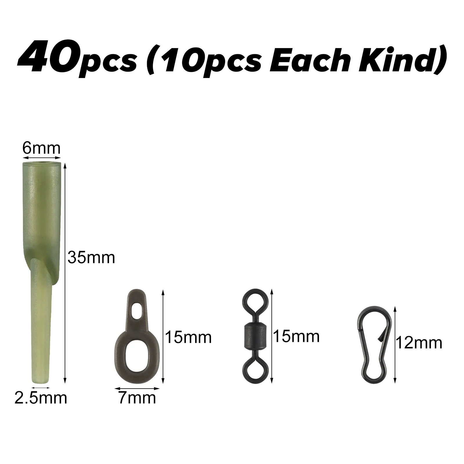 Kit accesorios pesca carpa – Anillas, clips y aparejos ángulo en goma - imagen 2