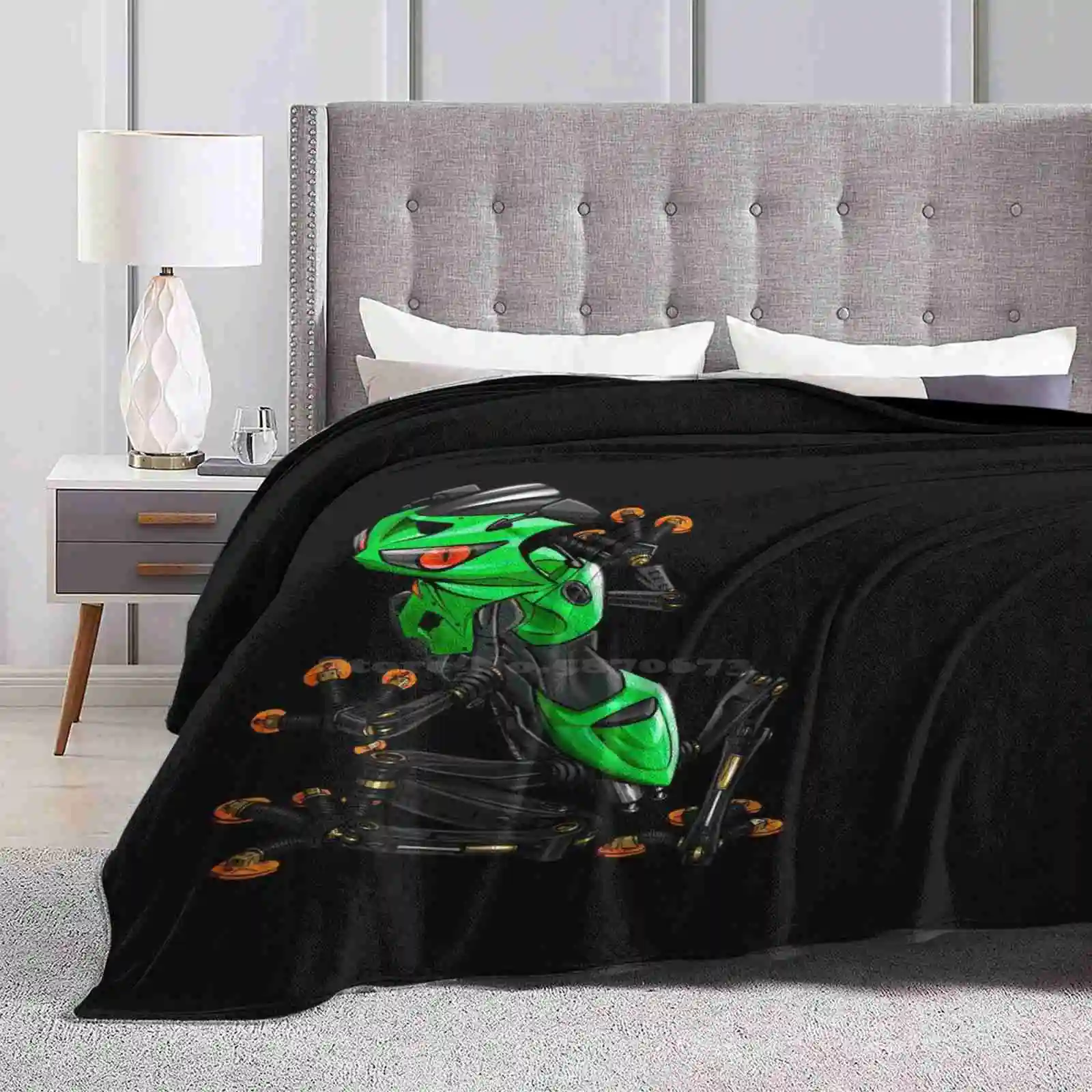 Zx6R Frog Green Soft Warm Light Thin Blanket Animals Biker Club Motorbikes Motorcycles Motorind Vintage Zx6R Frog Green