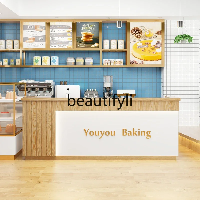 

zzqMinimalist Solid Wood Clothing Store Cashier Counter Restaurant Front Desk Beauty Salon Hair Salon Corner Bar Customization