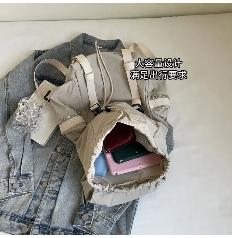 حقيبة ظهر نسائية من النايلون ذات سعة كبيرة حقائب مدرسية للمراهقات والبنات حقيبة كمبيوتر محمول حقيبة كتب حقيبة نهارية للسفر للسيدات #5