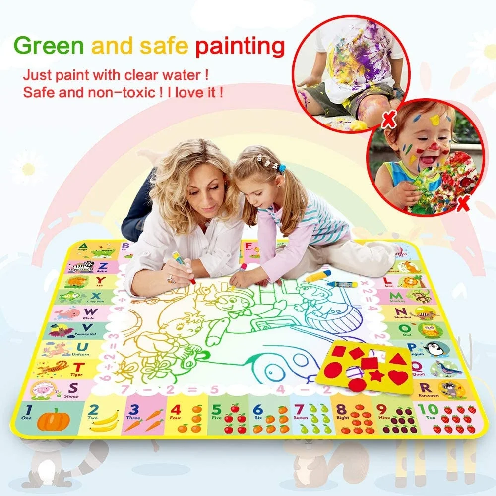 Children's Magic Water Drawing Mat Coloring Doodle Mat With Magic Pens Montessori Toys Painting Board Educational Toys For Kids