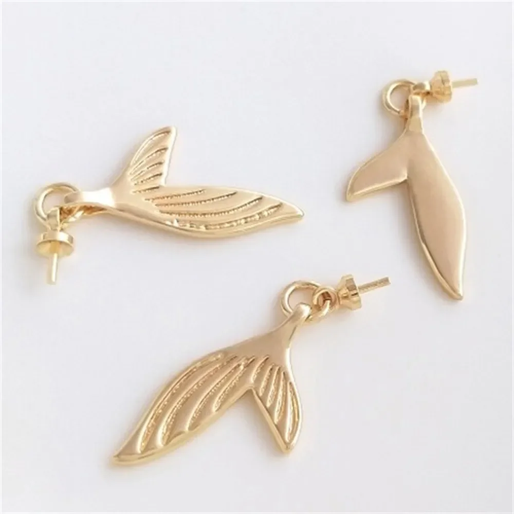 

14K Bag Gold Fish Tail Hanging Bead Holder Pendant Mermaid Tail Pendant Handmade DIY Bracelet Necklace Jewelry Charm K414