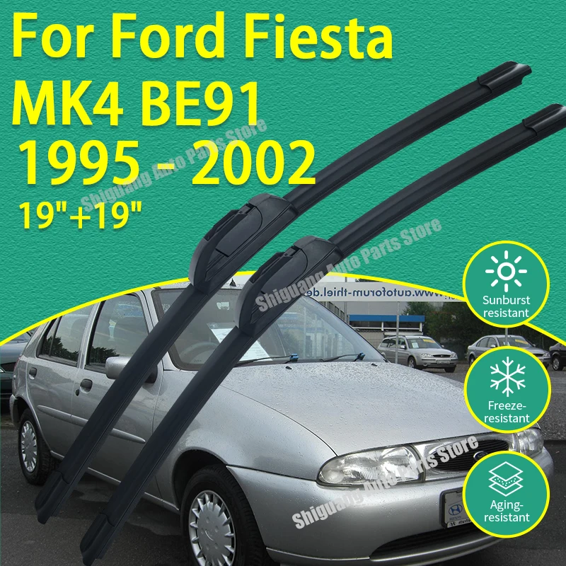 Palhetas de Silicone para Limpeza de Para-brisa para Ford Fiesta MK4 BE91 1995 - 2002, Acessórios para Limpadores de Para-brisa 2001 2000
