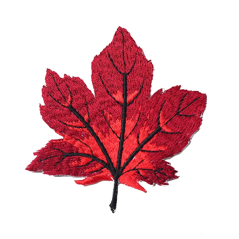 Red Maple Leaf Size: 7.9x7cm embroidery patches DIY coat Jeans Backpack exquisite sewing decorate Applique Stickers accessories