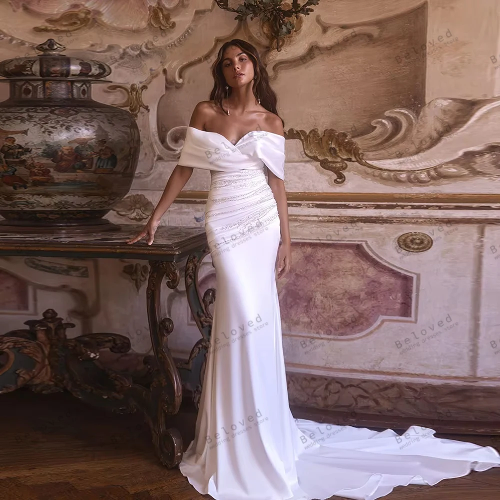 

Modern Women's Wedding Dresses Simple Bridal Gowns Off The Shoulder Robes For Formal Party Vestidos De Novia Customized 2026