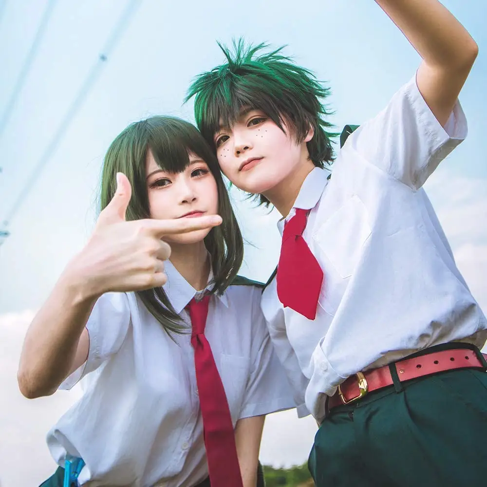 Anime My Hero Academia Midoriya Izuku Cos odgrywanie ról syntetyczne krótkie zielone włosy peruki dla mężczyzn kostium chłopięcy Halloween Cosplay