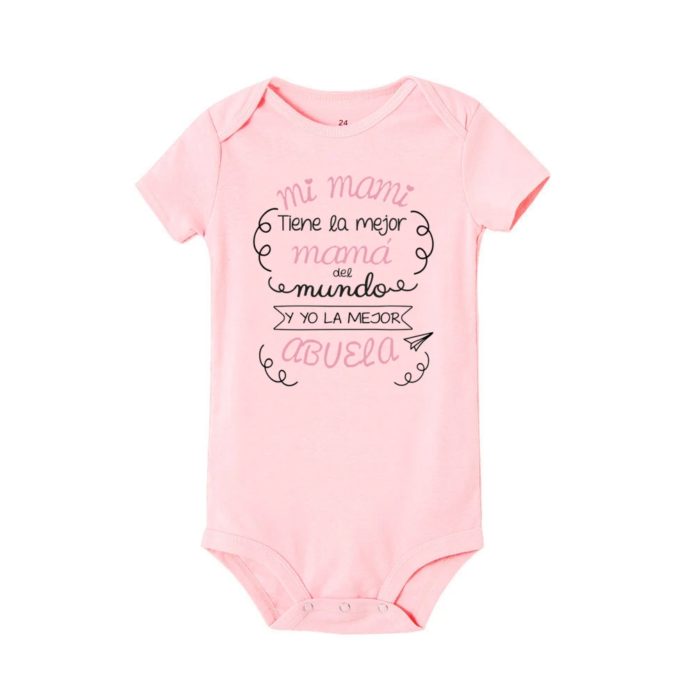 My Mom Has The Best Mom in The World and I Have The Best Grandmother Baby Bodysuit Infant Short Sleeve Jumpsuit Newborn Romper