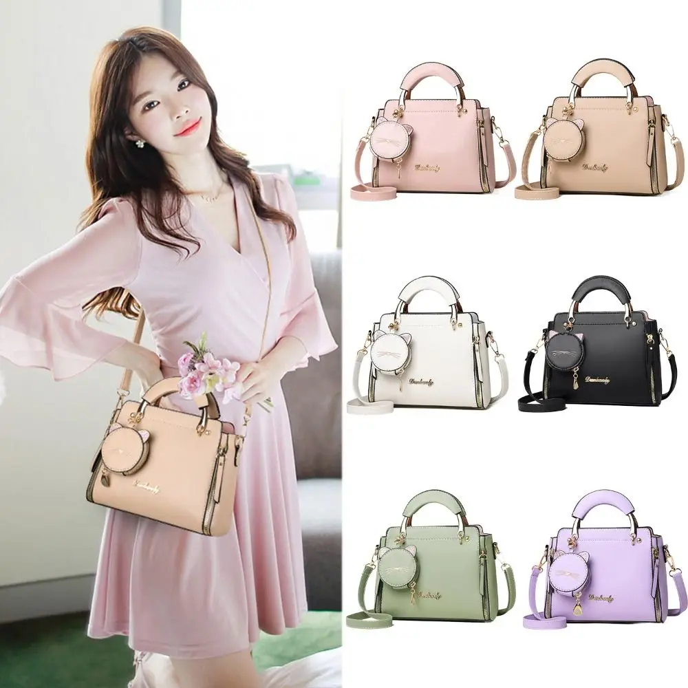 

With Coin Purse Large Capacity Shoulder Bag PU Cat Handbag Fashion Cute Tote Bag