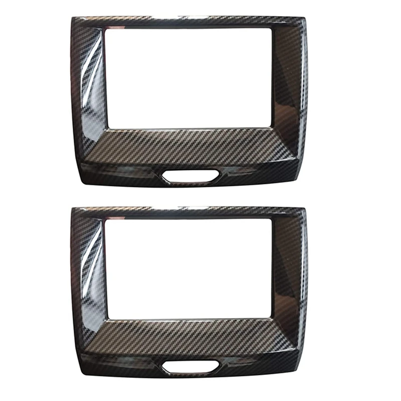 2X For Ford Ranger Everest Endeavor 2015+ Carbon Fiber Inner Center Navigation Cover Trim Frame Decorator Accessories