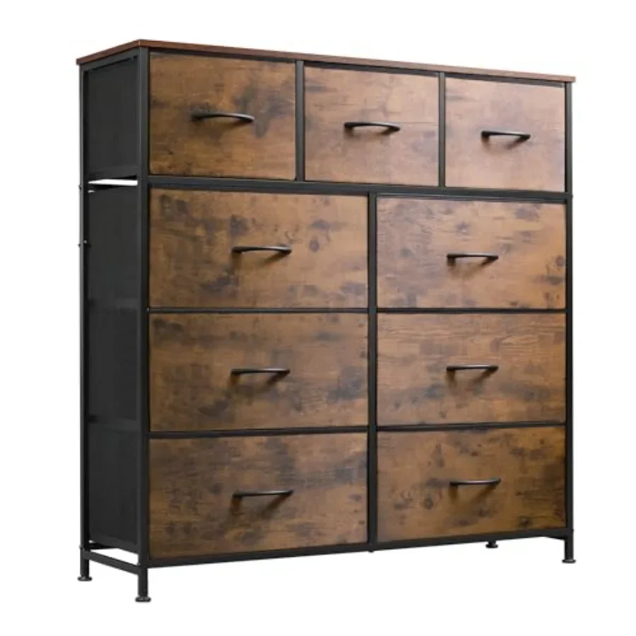 9-Drawer Dresser, Fabric Storage Tower for Bedroom, Hallway, Entryway, Closet, Tall Chest Organizer Unit with Fabric Bins, Stee