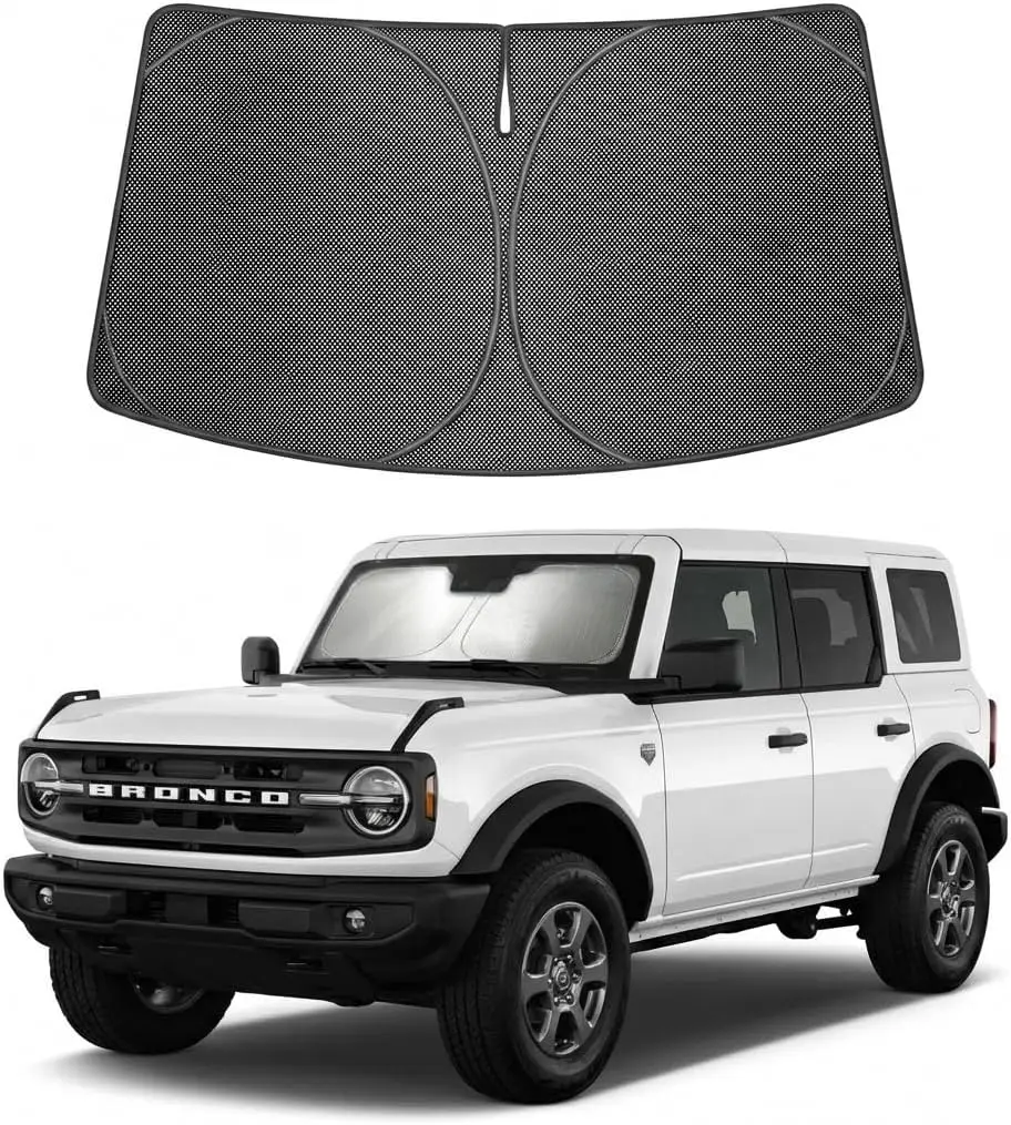 

Custom Fit Windshield Sun Shade for Ford Bronco 2021-2026 - UV & Heat Blocker, Foldable Visor Keeps Car Cooler