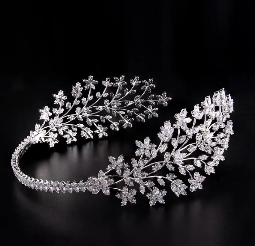 

Luxury Bridal Headbands Wedding Headdress CZ Cubic Zirconia Bride Tiaras Crowns Hairbands Women Diadem Party Prom Headpieces